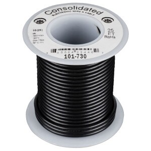 Consolidated Stranded 16 AWG Hook-Up Wire 25 ft. Black UL Rated